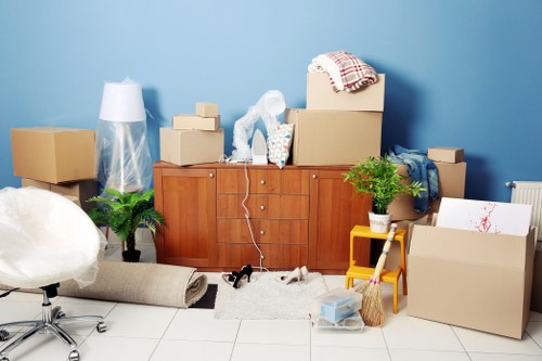 Professional house removals in Croydon with moving van and packed boxes