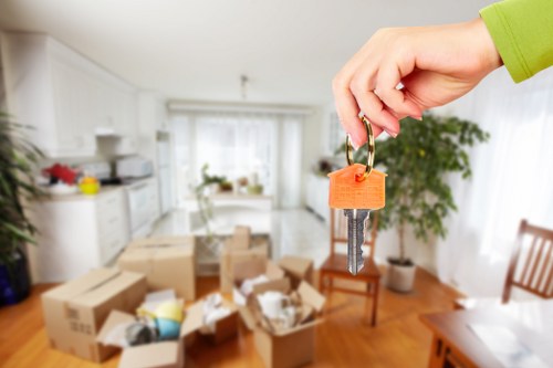 Professional movers handling a flat removal in Croydon